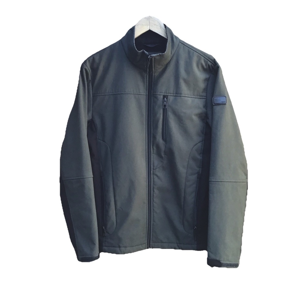 TUMI Men's Small Olive Green Softshell Fleece Lined Full Zip Jacket